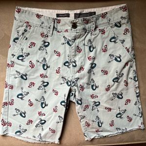 Hawkings McGill Cut-Off Mermaid Print Chino Shorts